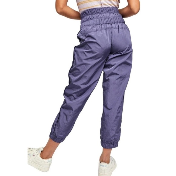 NEW Free People The Way Home Smocked Waist Joggers Deep Sea Purple - Picture 3 of 11